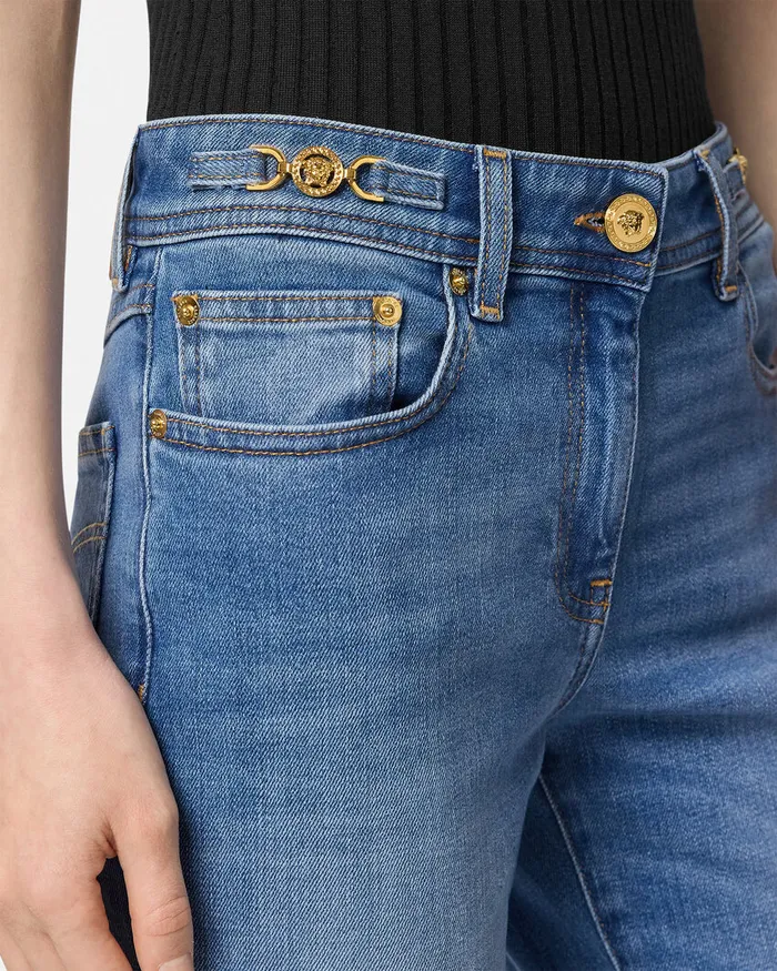Versace Denim Women Medusa 03995 Skinny Jeans Blue