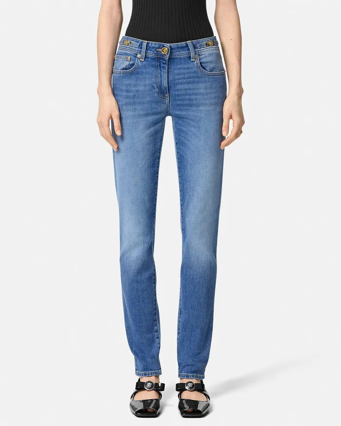 Versace Denim Women Medusa 03995 Skinny Jeans Blue