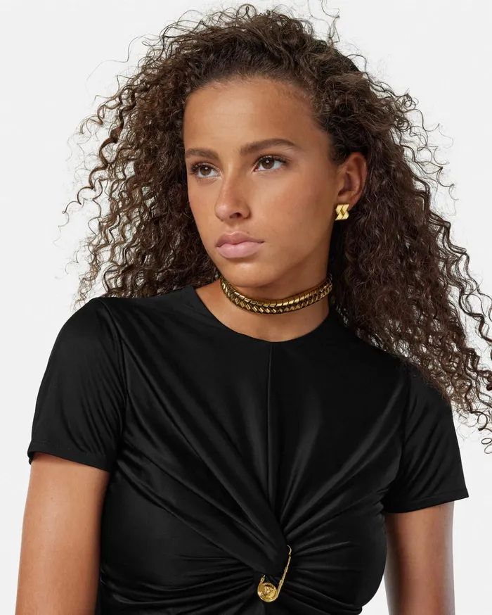 Versace Earrings Women Bind Stud Earrings Light Gold