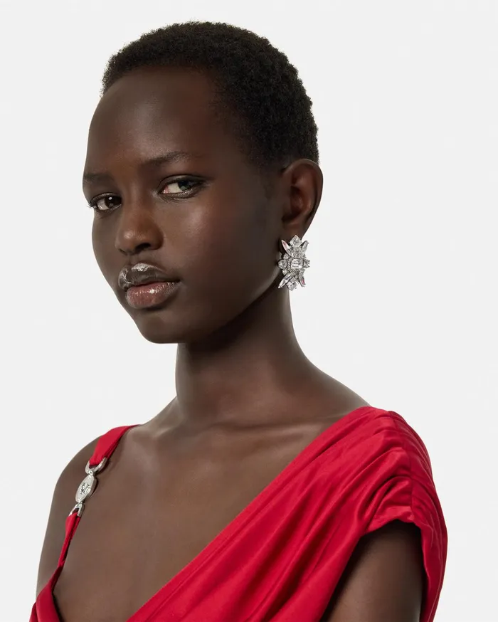 Versace Earrings Women Bloom Earrings Silver