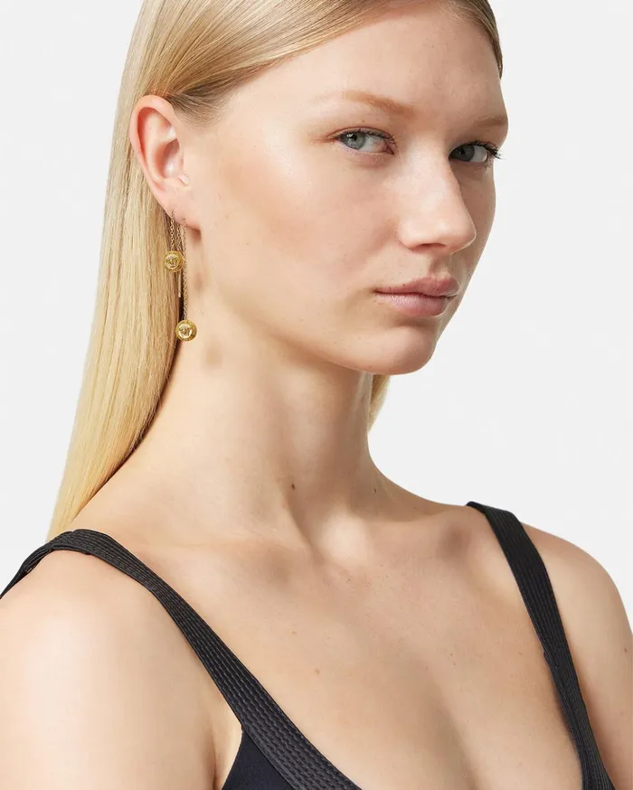Versace Earrings Women Medusa Drop Earrings Light Gold