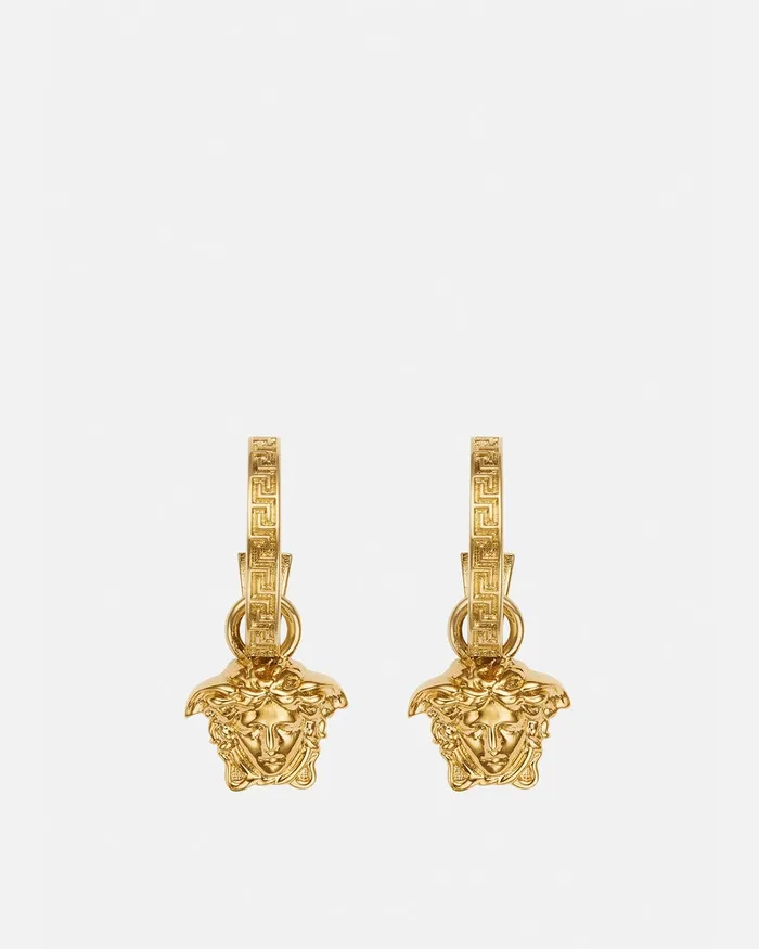 Versace Earrings WomenMen La Medusa Greca Hoop Earrings Gold