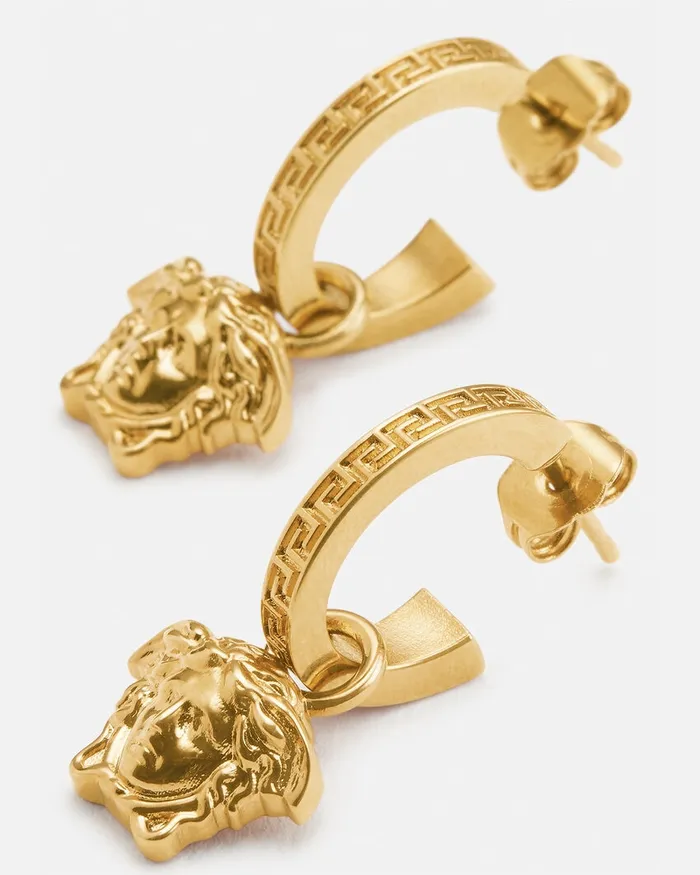 Versace Earrings WomenMen La Medusa Greca Hoop Earrings Gold
