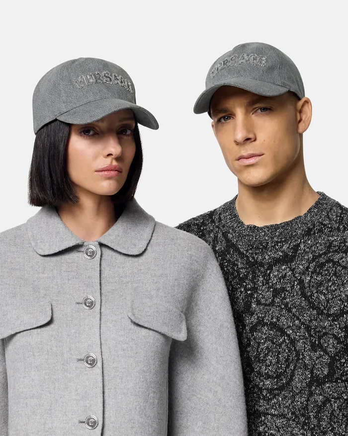 Versace Hats and Caps WomenMen Logo Denim Baseball Cap Black