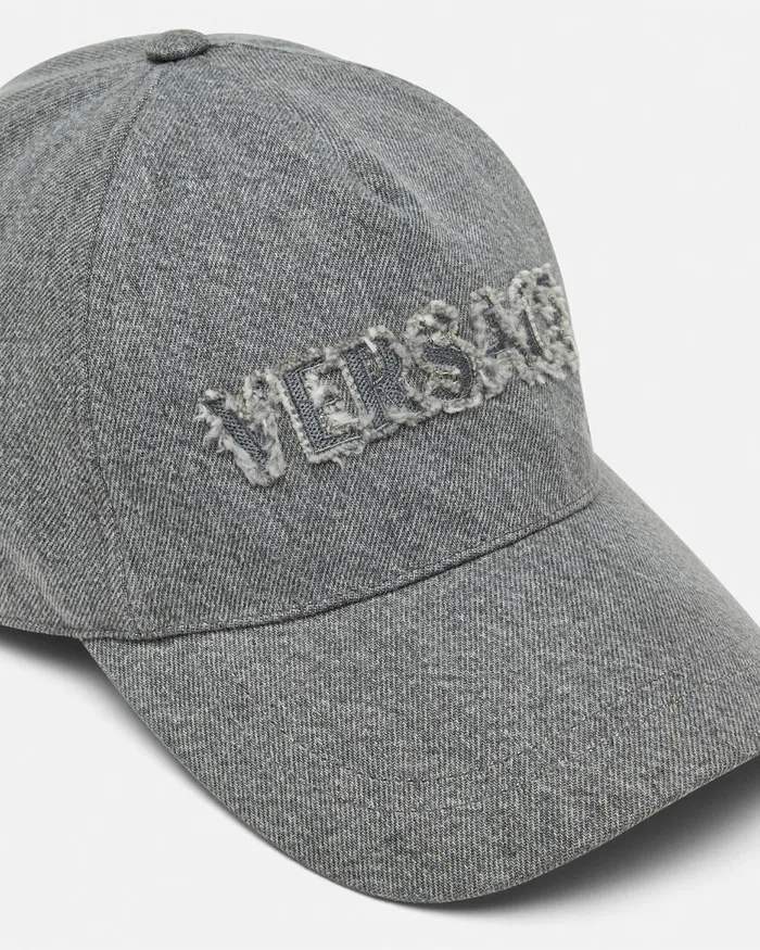 Versace Hats and Caps WomenMen Logo Denim Baseball Cap Black