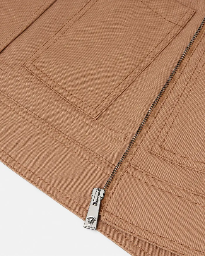 Versace Jackets and Coats Men Canvas Blouson Jacket Beige