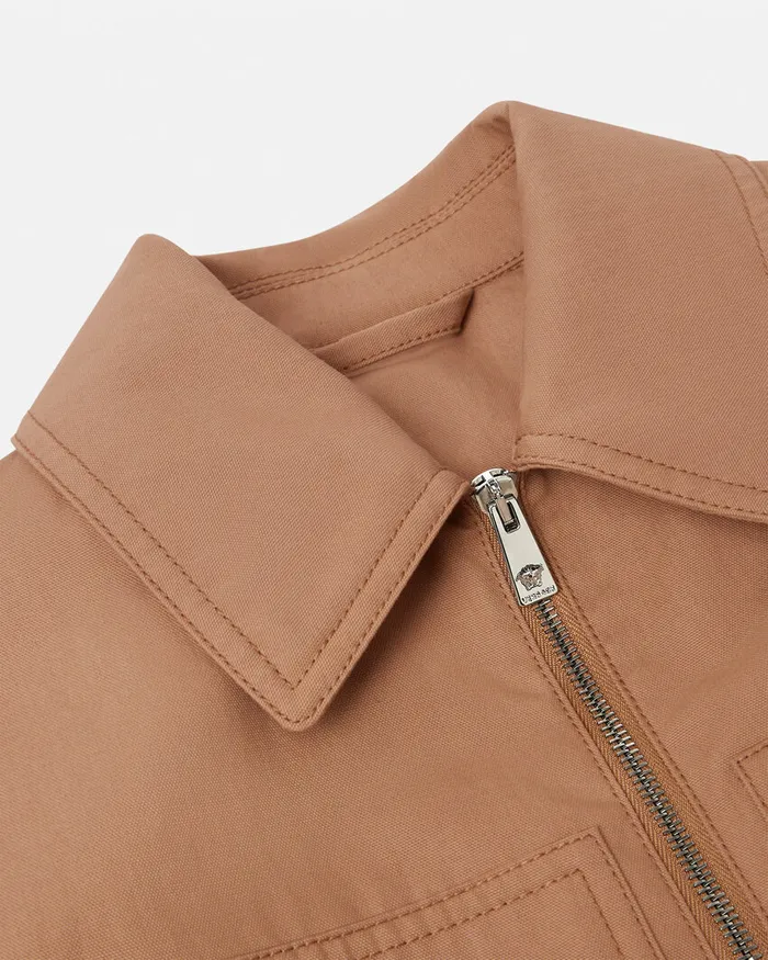 Versace Jackets and Coats Men Canvas Blouson Jacket Beige