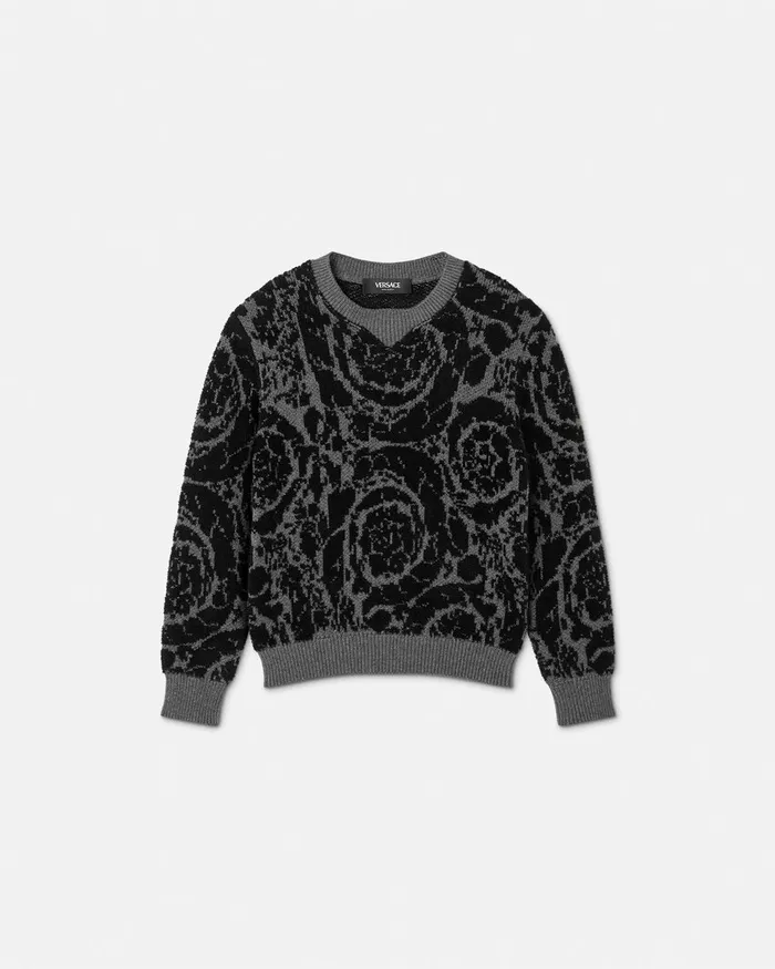 Versace Knitwear and Sweatshirts Kids Barocco Jacquards Sweater Gray