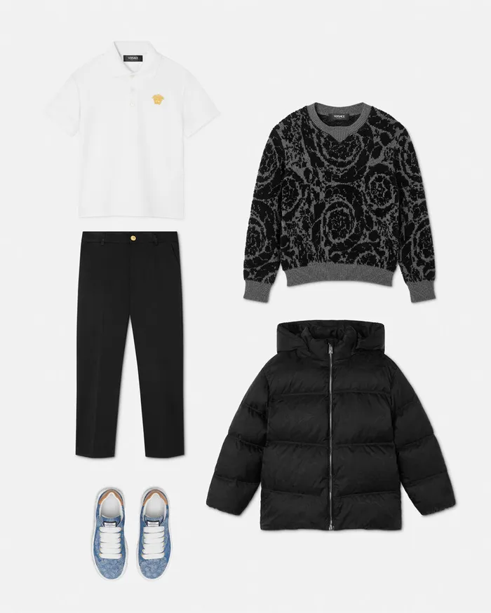 Versace Knitwear and Sweatshirts Kids Barocco Jacquards Sweater Gray