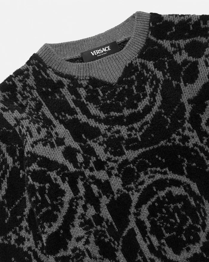 Versace Knitwear and Sweatshirts Kids Barocco Jacquards Sweater Gray