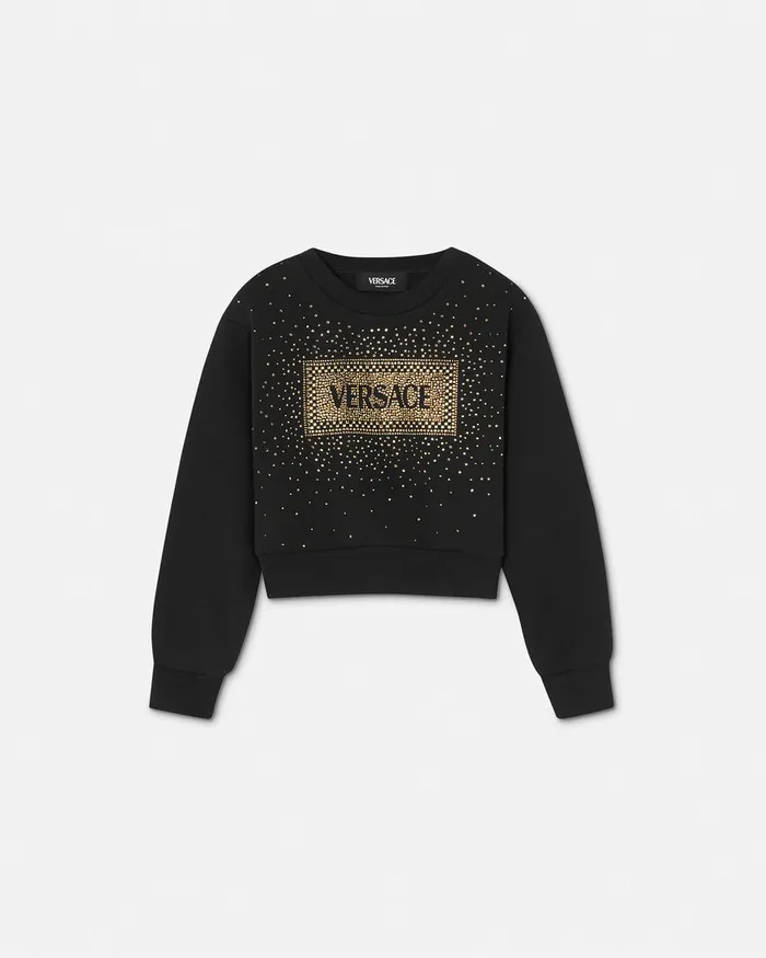 Versace Knitwear and Sweatshirts Kids Crystal 03990s Vintage Logo Sweatshirt Black