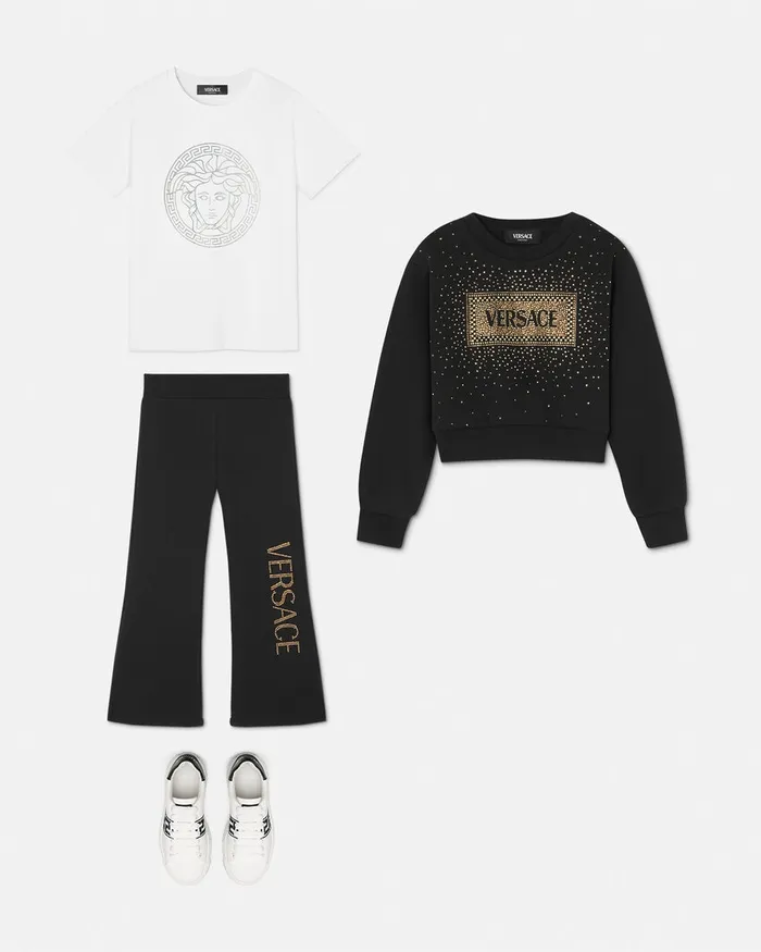 Versace Knitwear and Sweatshirts Kids Crystal 03990s Vintage Logo Sweatshirt Black