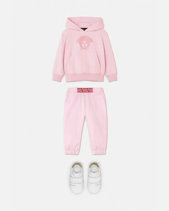 Versace Knitwear and Sweatshirts Kids Embroidered Medusa Baby Hoodie Light Pink