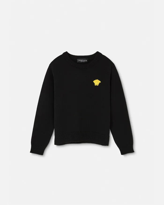 Versace Knitwear and Sweatshirts Kids Embroidered Sweater Black