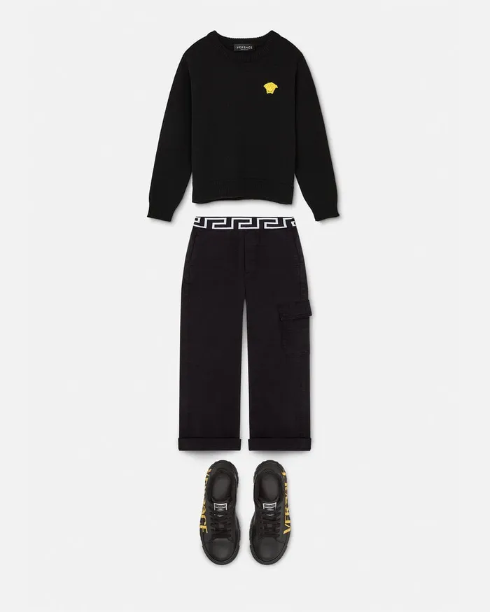 Versace Knitwear and Sweatshirts Kids Embroidered Sweater Black
