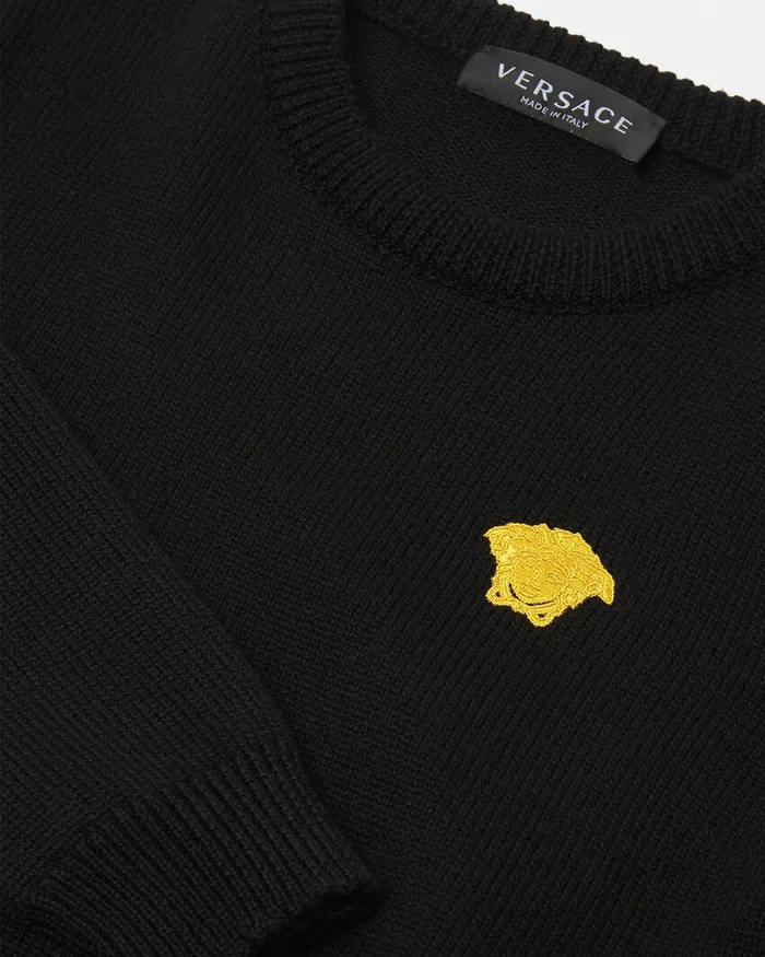 Versace Knitwear and Sweatshirts Kids Embroidered Sweater Black