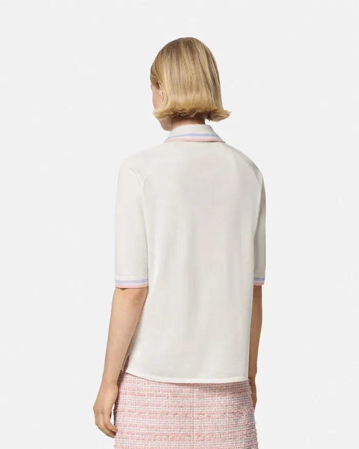 Versace Knitwear Women Knit Loose Polo Shirt White