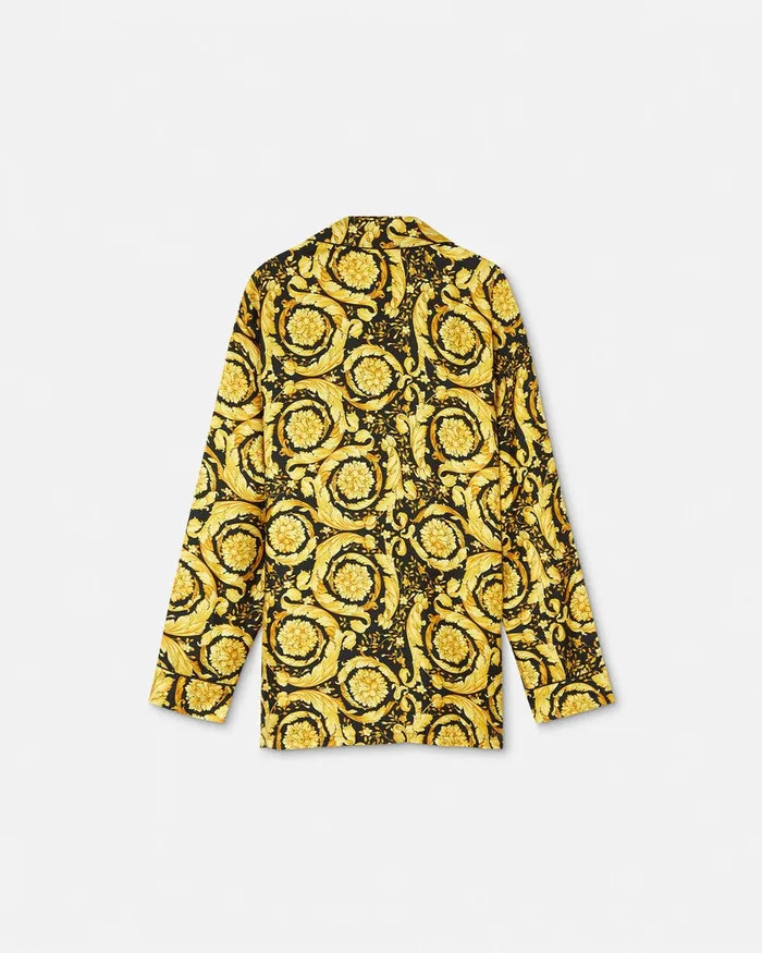 Versace Loungewear and Pajamas Men Barocco Silk Pajama Top Blackprint