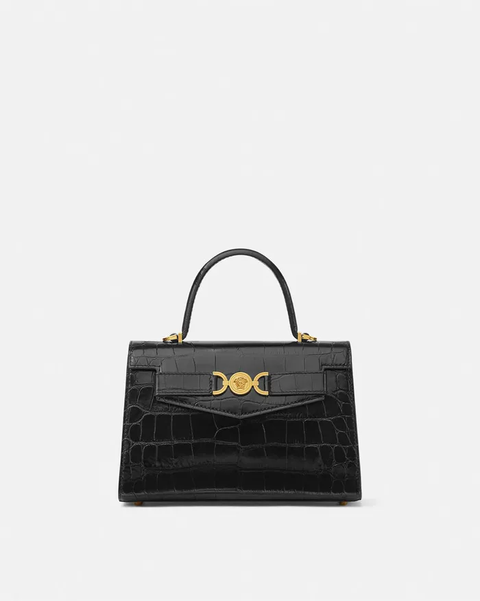 Versace Medusa 03995 Women CrocEffect Medusa 03995 Handbag Blackgold