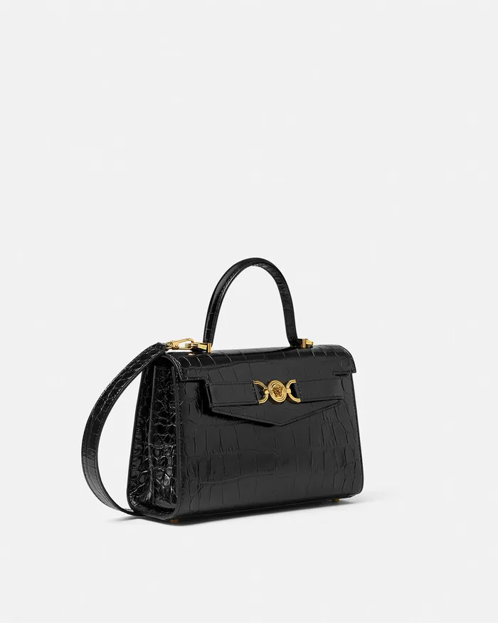 Versace Medusa 03995 Women CrocEffect Medusa 03995 Handbag Blackgold