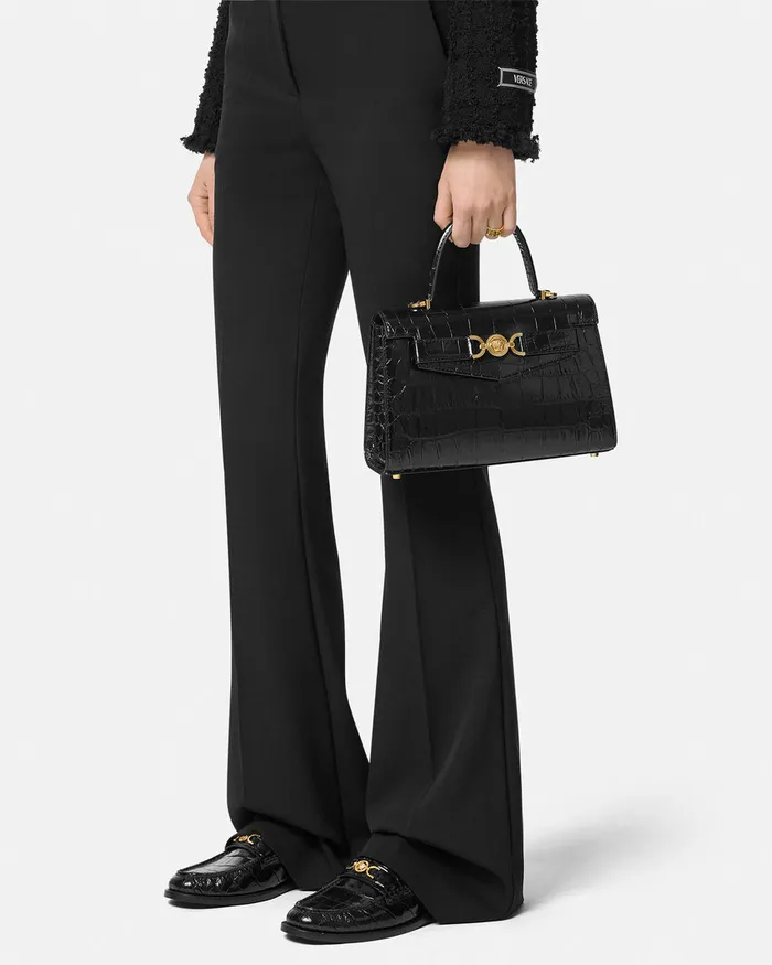 Versace Medusa 03995 Women CrocEffect Medusa 03995 Handbag Blackgold