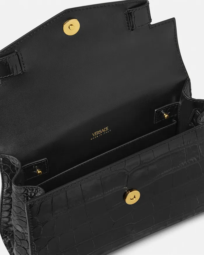 Versace Medusa 03995 Women CrocEffect Medusa 03995 Handbag Blackgold