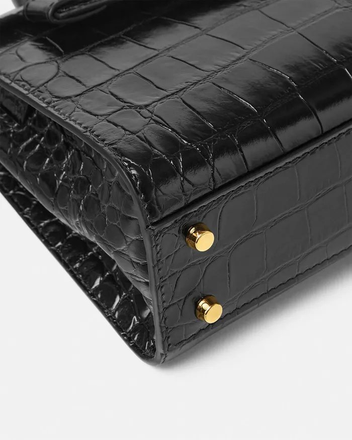 Versace Medusa 03995 Women CrocEffect Medusa 03995 Handbag Blackgold