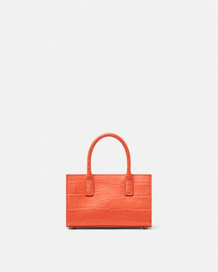 Versace Mini Bags and Clutches Women CrocEffect Medusa 03995 Mini Tote Bag Coral
