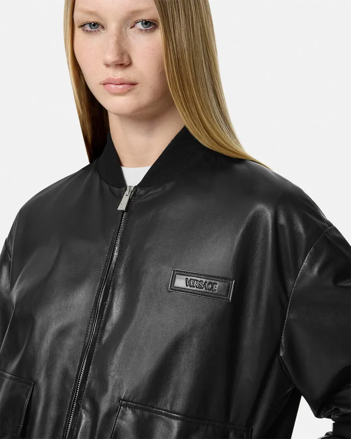 Versace Outerwear and Coats Women Leather Blouson Jacket Black