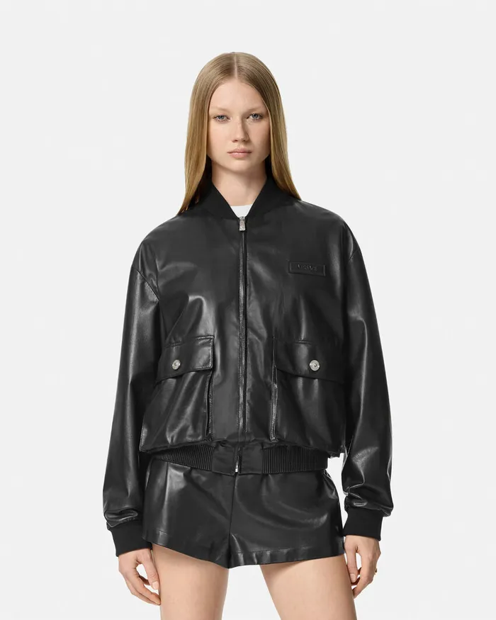 Versace Outerwear and Coats Women Leather Blouson Jacket Black