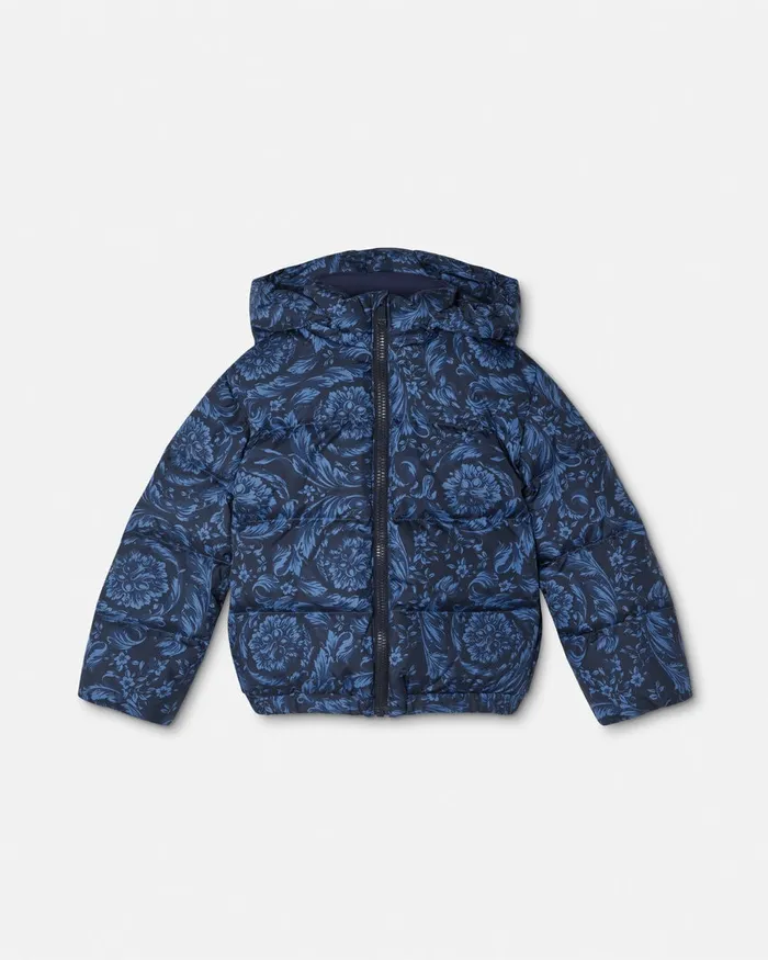 Versace Outerwear Kids Barocco Baby Puffer Jacket Blueprint