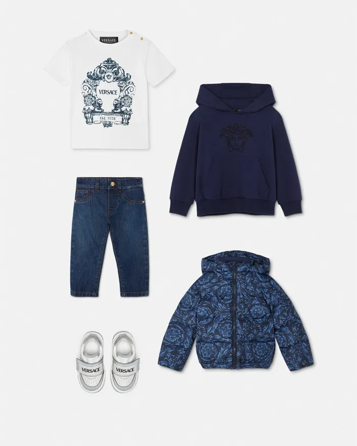 Versace Outerwear Kids Barocco Baby Puffer Jacket Blueprint