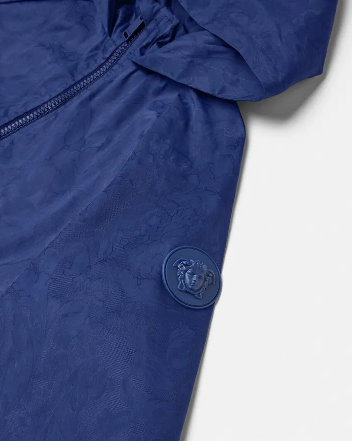 Versace Outerwear Kids Barocco Jacquard Parka Blue