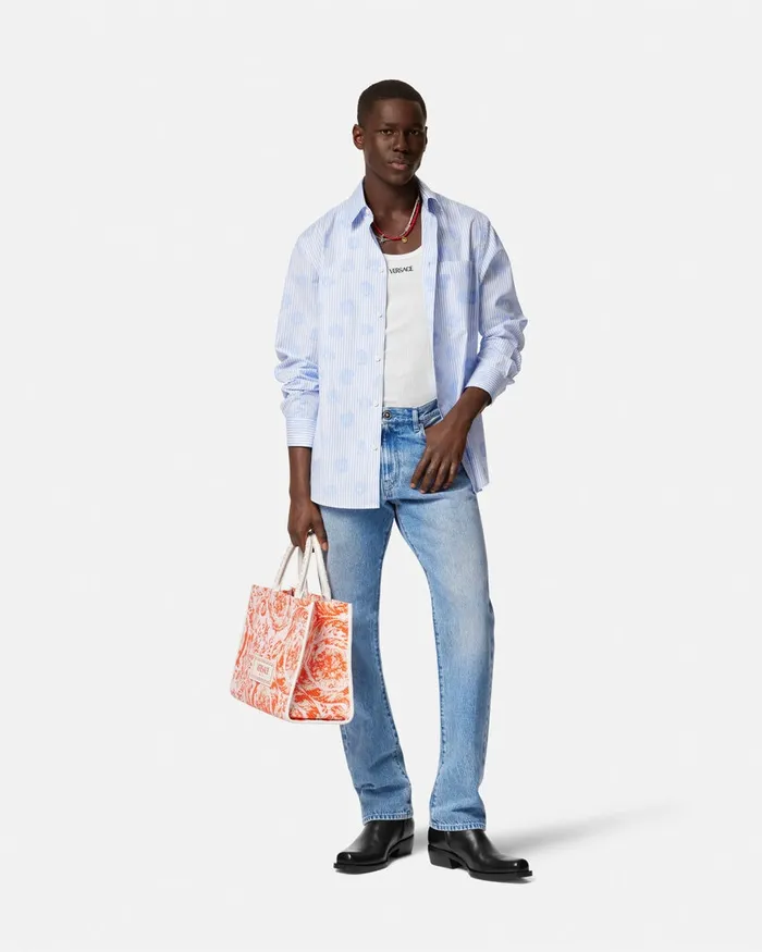 Versace Pants and Shorts Men Regular Fit Jeans Blue