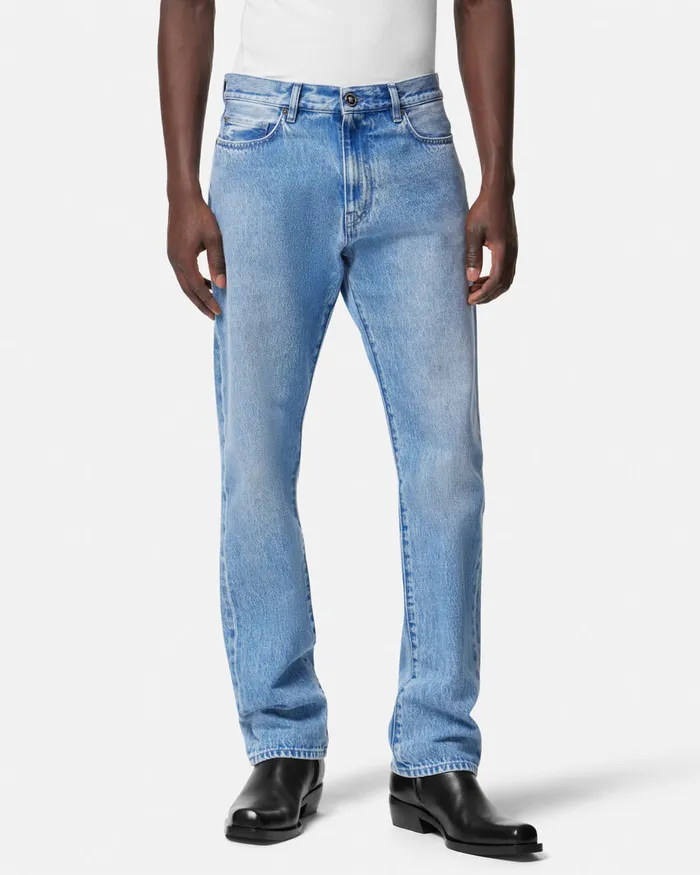 Versace Pants and Shorts Men Regular Fit Jeans Blue
