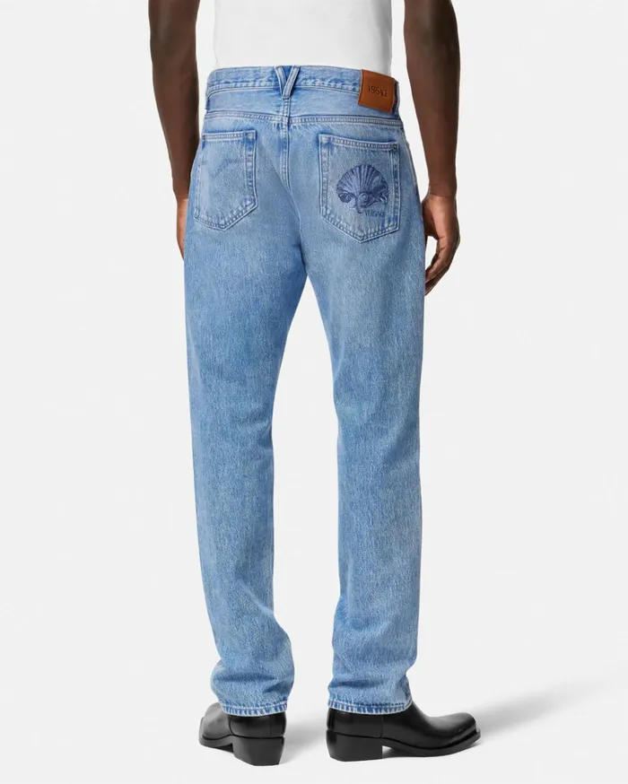 Versace Pants and Shorts Men Regular Fit Jeans Blue