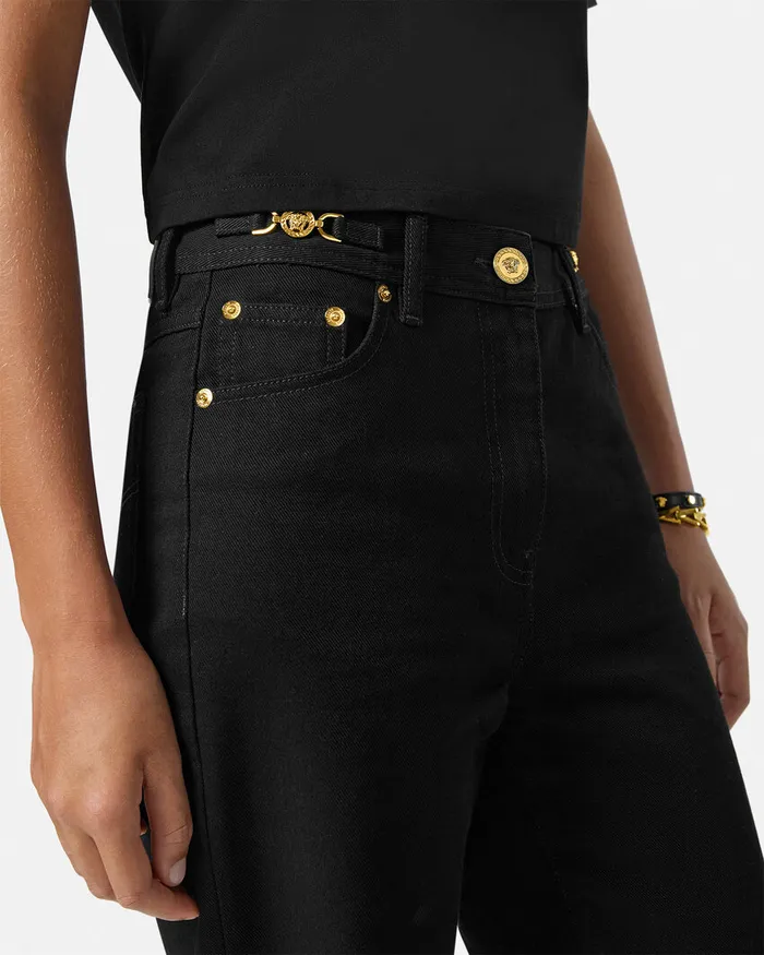 Versace Pants and Shorts Women Medusa 03995 RegularFit Jeans Black
