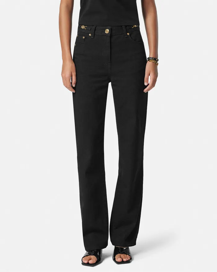 Versace Pants and Shorts Women Medusa 03995 RegularFit Jeans Black