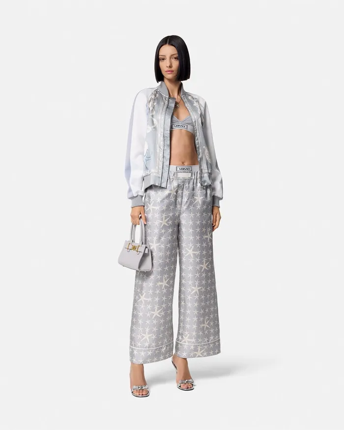 Versace Pants and Shorts Women Stella Marina Silk Pants Gray