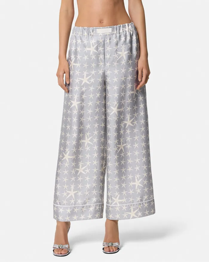 Versace Pants and Shorts Women Stella Marina Silk Pants Gray