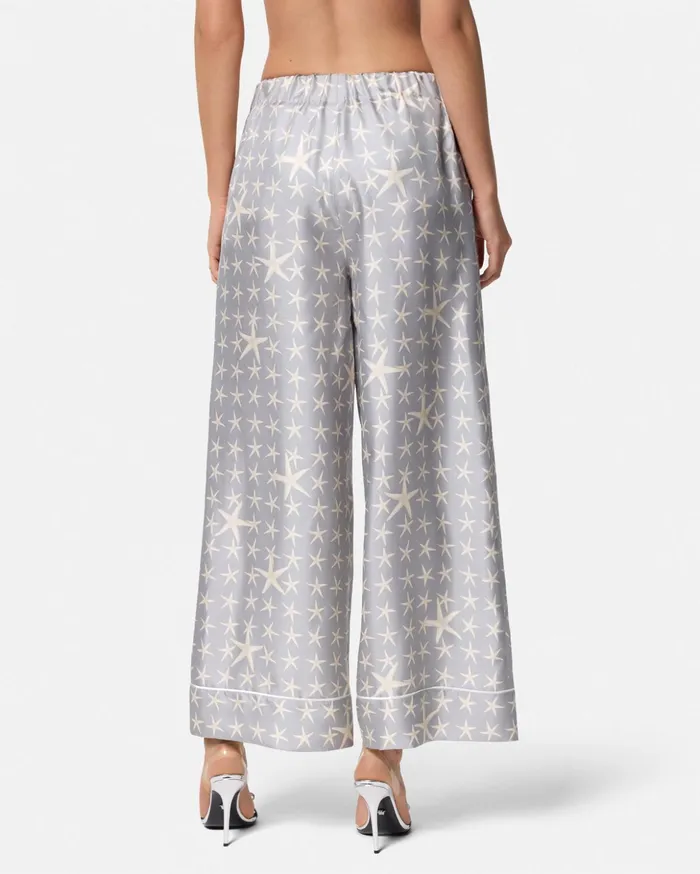 Versace Pants and Shorts Women Stella Marina Silk Pants Gray