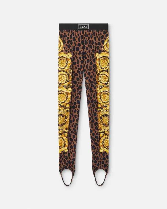 Versace Pants and Shorts Women Wild Barocco Stirrup Leggings Animalier