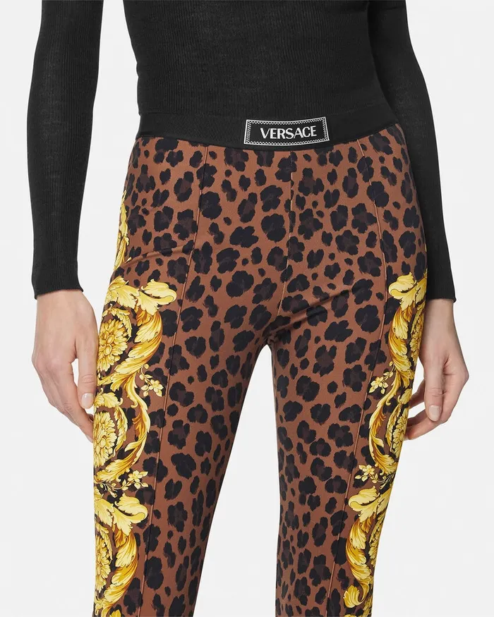 Versace Pants and Shorts Women Wild Barocco Stirrup Leggings Animalier