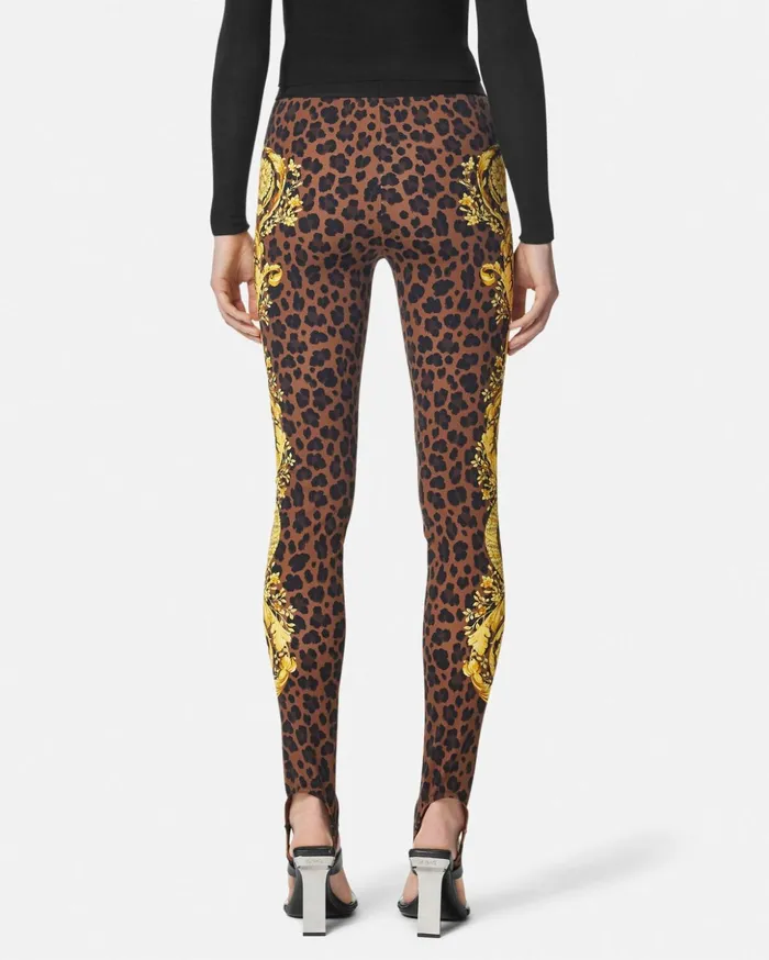 Versace Pants and Shorts Women Wild Barocco Stirrup Leggings Animalier