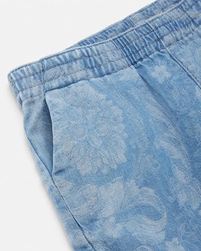 Versace Pants Kids Barocco Chambray Baby Shorts Light Blue