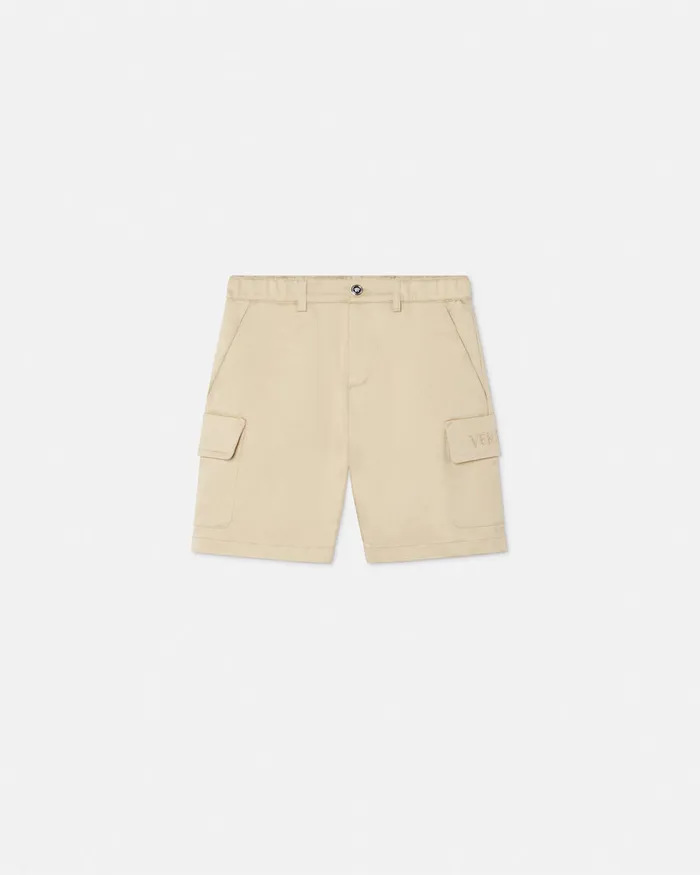 Versace Pants Kids Gabardine Logo Baby Shorts Beige