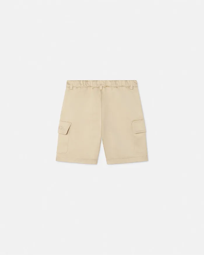 Versace Pants Kids Gabardine Logo Baby Shorts Beige