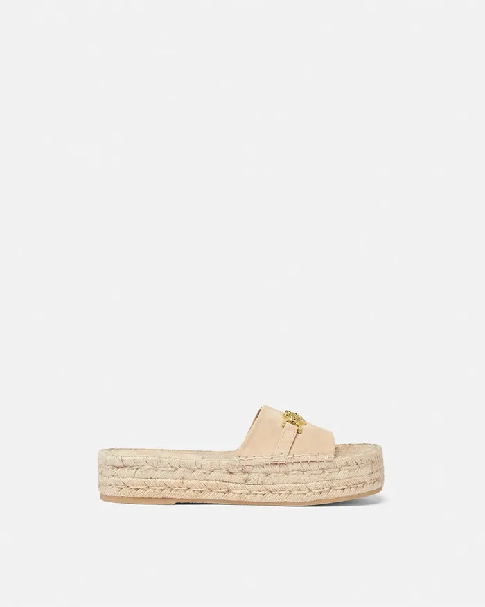 Versace Platforms Women Medusa 03995 Suede Espadrilles 12034 Beige