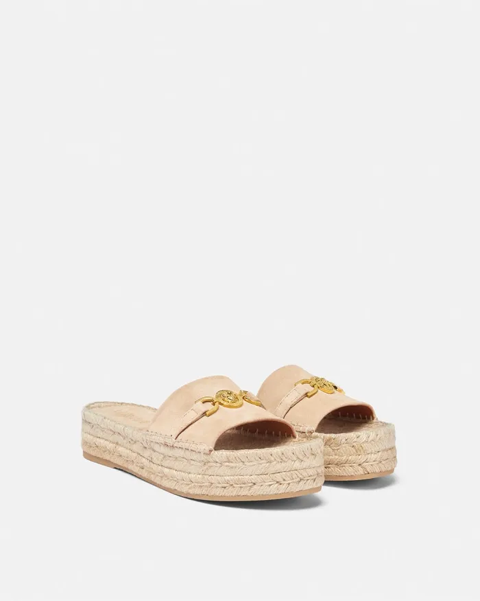 Versace Platforms Women Medusa 03995 Suede Espadrilles 12034 Beige