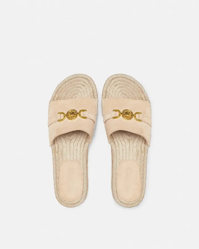 Versace Platforms Women Medusa 03995 Suede Espadrilles 12034 Beige